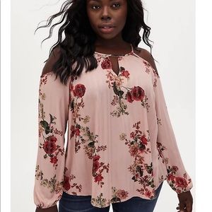 *TORRID* rose floral cold shoulder blouse
